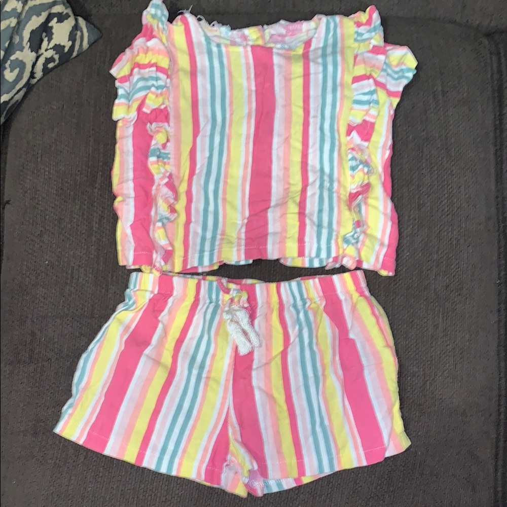 Colorful Fringe Striped Two-Piece Set